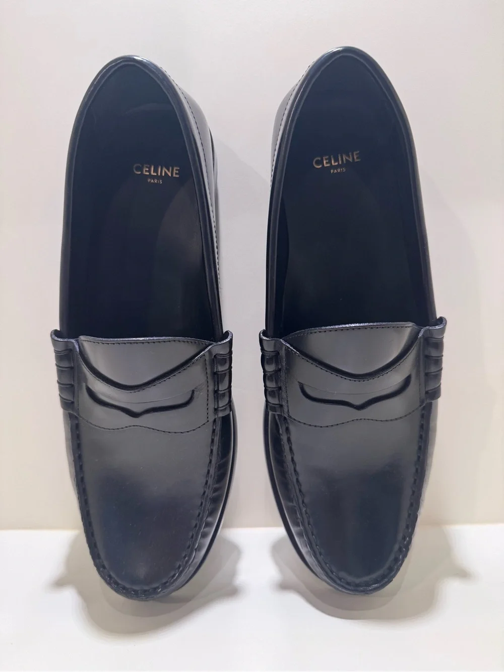 Celine Black Leather Penny Loafers for Women